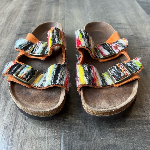 Birkenstock Womens Arizona Yarn Orange Suede Sandals Size 8 39 - Picture 2 of 8